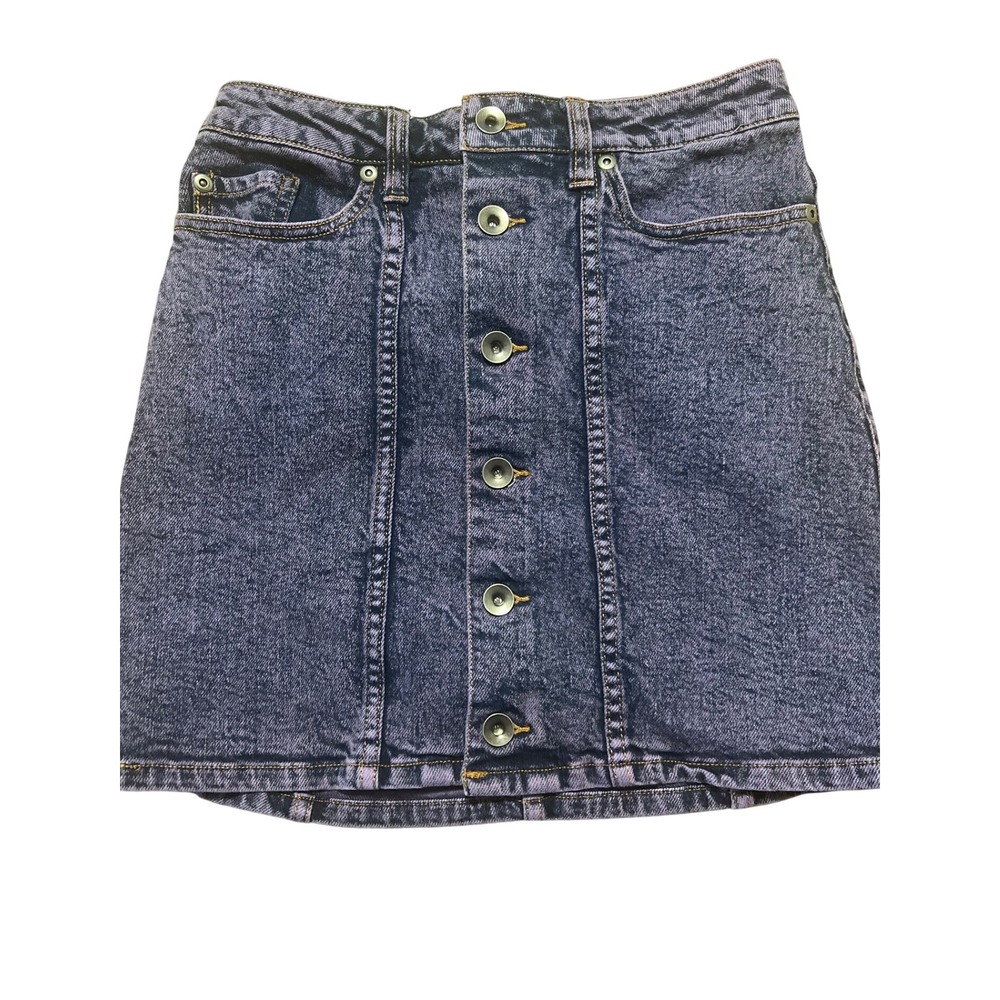 Hot Topic‎ Denim Mini Skirt Button Front Acid Wash Purple XS